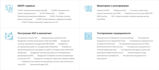 Основные направления сервисов IZ:SOC Основные направления сервисов IZ:SOC