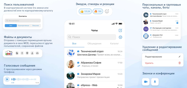 Внешний вид и основные возможности мессенджера в eXpress