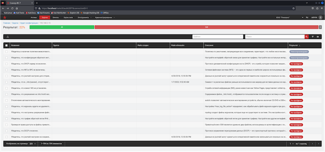 Результаты аудита конфигурации в «Сканере-ВС 7» Результаты аудита конфигурации в «Сканере-ВС 7»