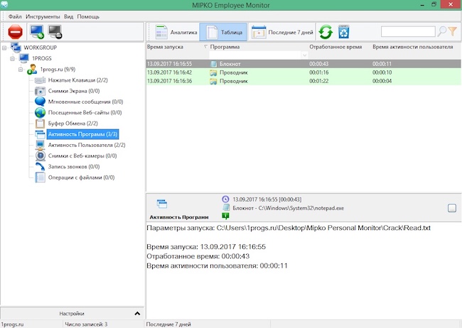 Интерфейс программы Mipko Employee Monitor Интерфейс программы Mipko Employee Monitor