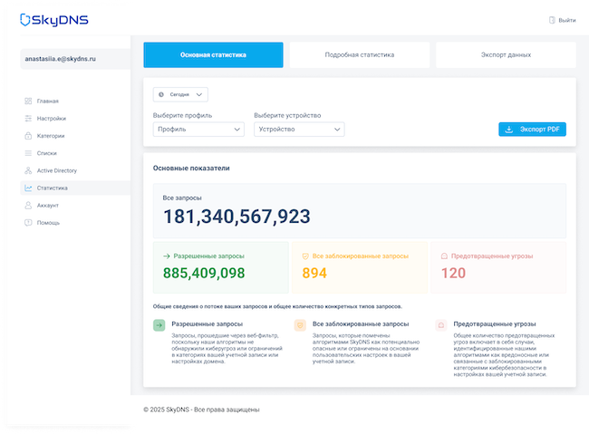 Интерфейс SkyDNS Интерфейс SkyDNS