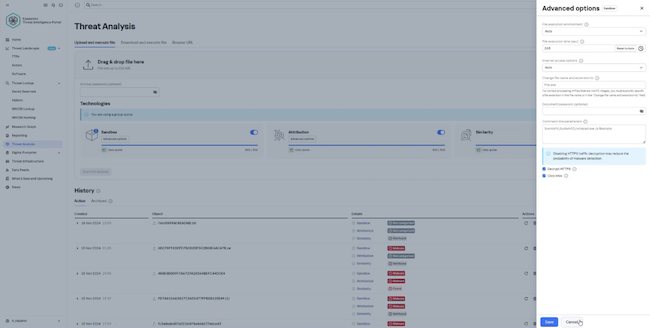 Раздел Threat Analysis на Kaspersky Threat Intelligence Portal