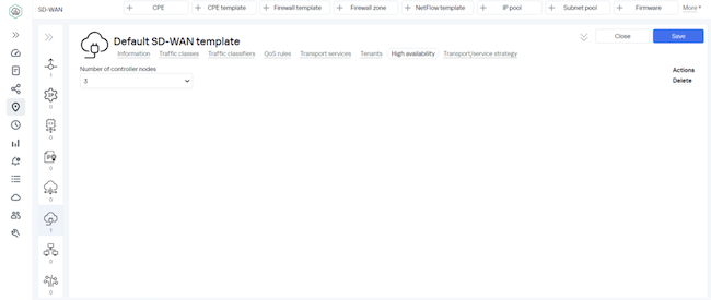 Настройки «Number of controller nodes» в Kaspersky SD-WAN