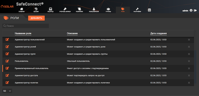 Пользовательские роли в SafeConnect