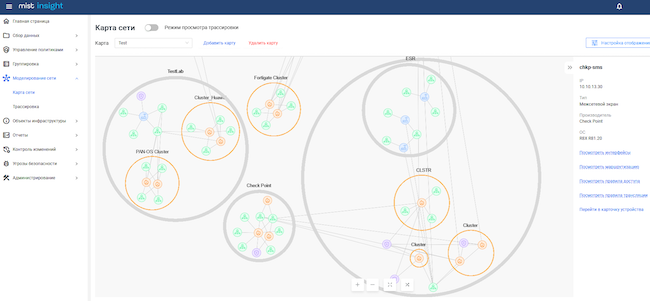 Карта сети в MIST Insight