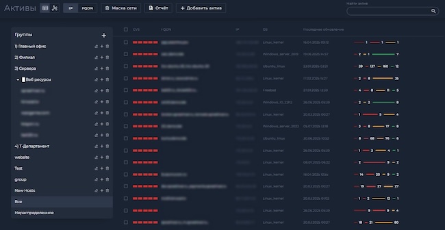 Раздел «Активы» в HScan 2.3 Раздел «Активы» в HScan 2.3
