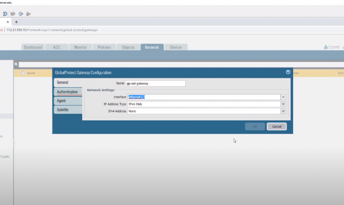 GlobalProtect. Gateway configuration