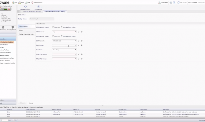 Radware DefensePro. Конфигурация политики безопасности